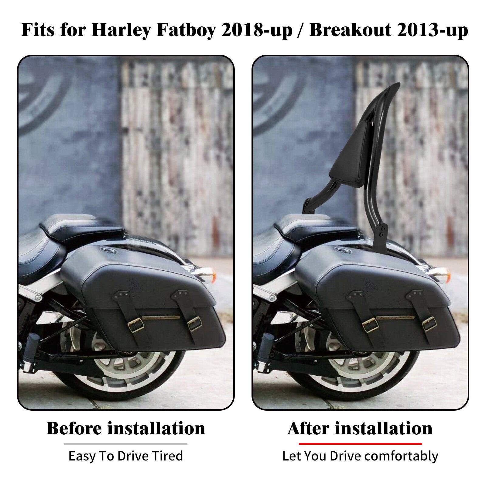 Black Detachable Passenger Backrest w/ Pad Sissy Bar for Harley Breakout 13-2023