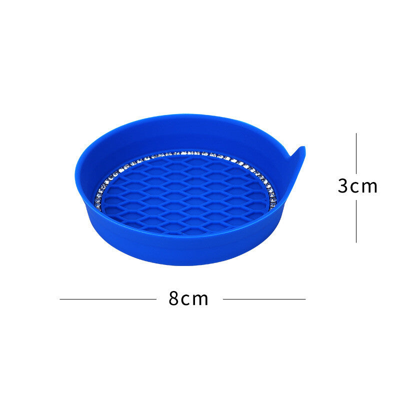 2x Bling Rhinestone Car Interior Cup Holder Insert Coaster Anti Slip Blue