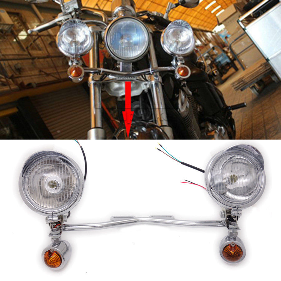 Motorcycle Passing Driving Spot Fog Turn Signal Light Bar Kit for Chopper Custom Q