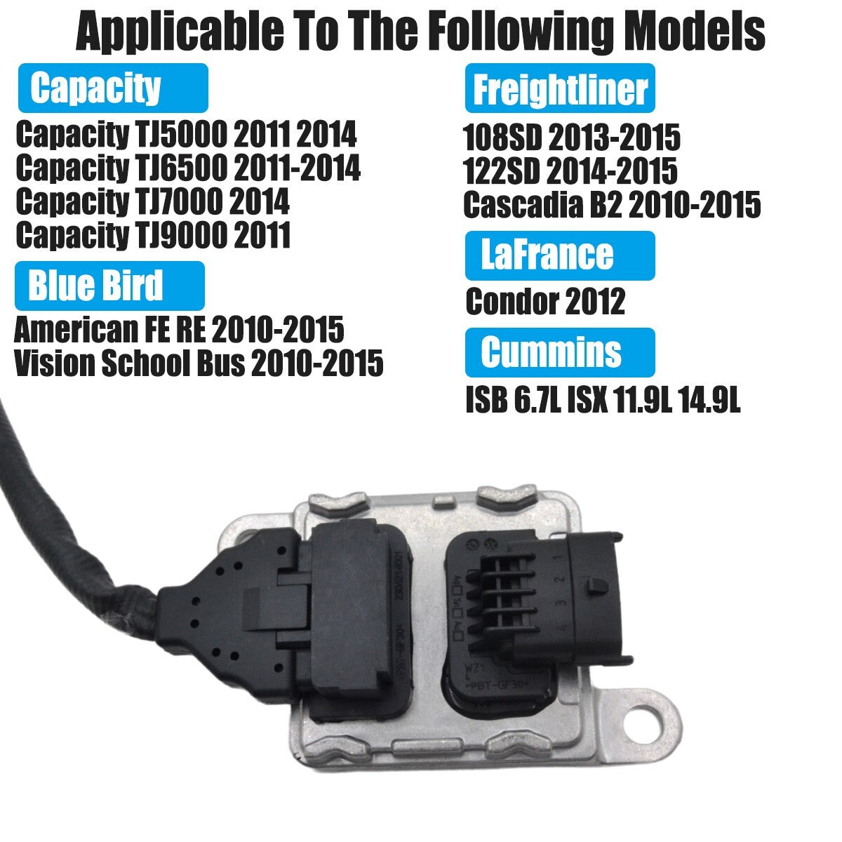 Nitrogen oxide sensor 5WK96672A 2894943, compatible with FE RE TJ5000-TJ9000 ISB Q