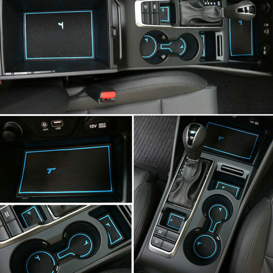 for Hyundai for Tucson -2019 2020 21 BLUE Car Interior Door Mat Non-slip Cup Pads B n