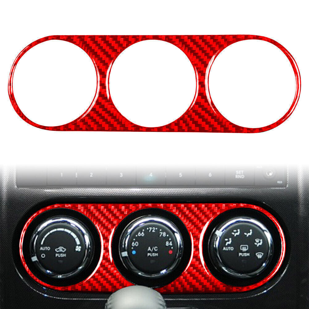 for Dodge for Challenger 08-14 Red Carbon Fiber Air Conditioning Switch Panel Cover