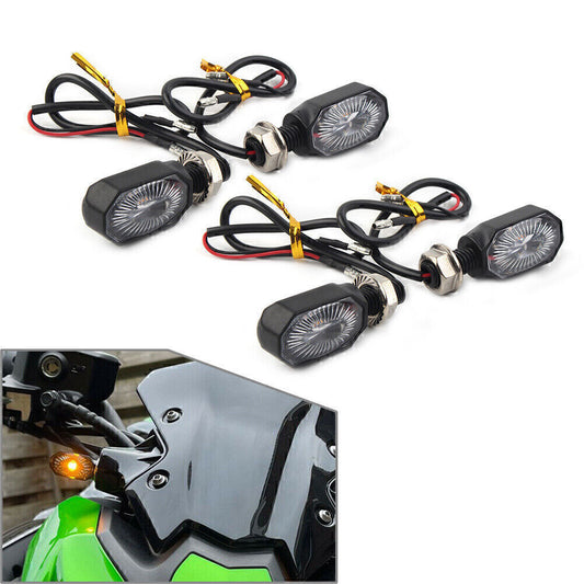 4Pcs for Mini Motorcycle 12V LED Turn Signal Blinker Amber Light Indicator Q