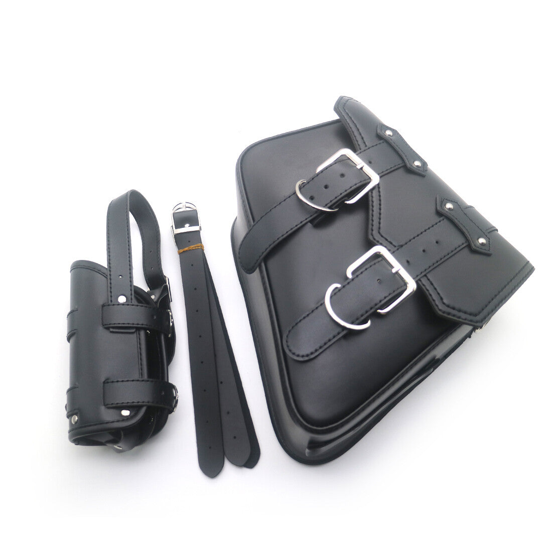 Black Artificial Leather Left Saddlebag With Drink Holder For Sportster XL883 Q