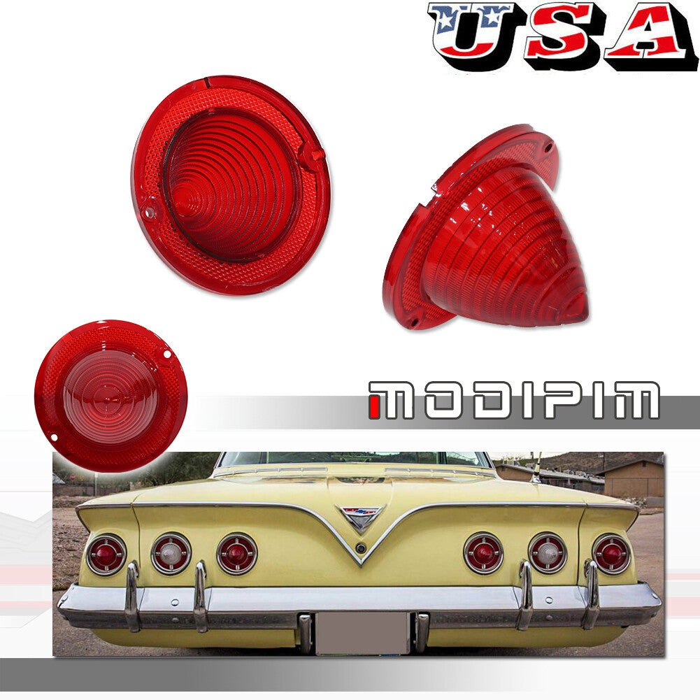 For 1960 - 1961 Impala for El Camino Tail Lights Tail Light Lens Guide Script Pair - v