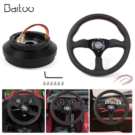 14 Genuine Leather Steering Wheel with Hub Adapter for Ford for Mustang 1984-2004