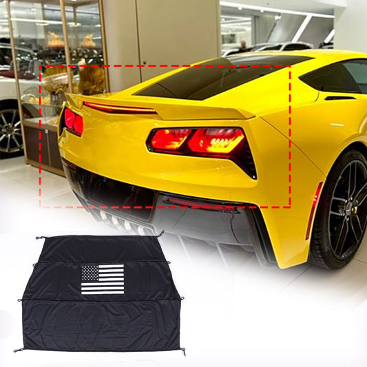 Rear cargo sunshade with secure under-trunk design suitable for CORVETTE C7 ZR1 2014-2019 American Flag. n