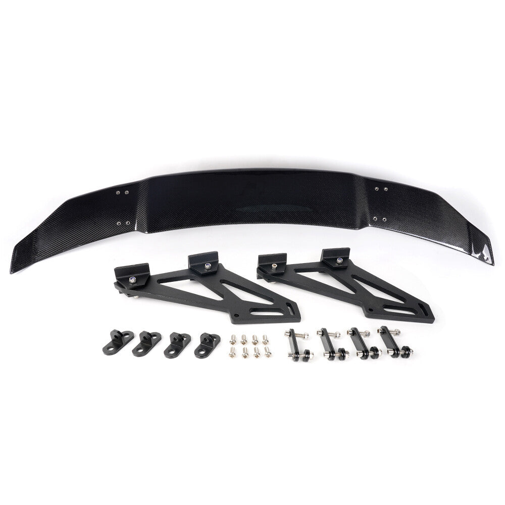 55 Universal Rear Trunk Spoiler Adjustable Carbon Fiber V Style Racing Wing Q