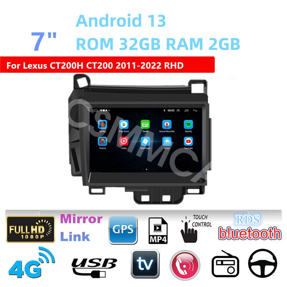 7in Car Stereo Radio USB GPS Navi WiFi Fit for LEXUS CT200H CT200 2011-2022