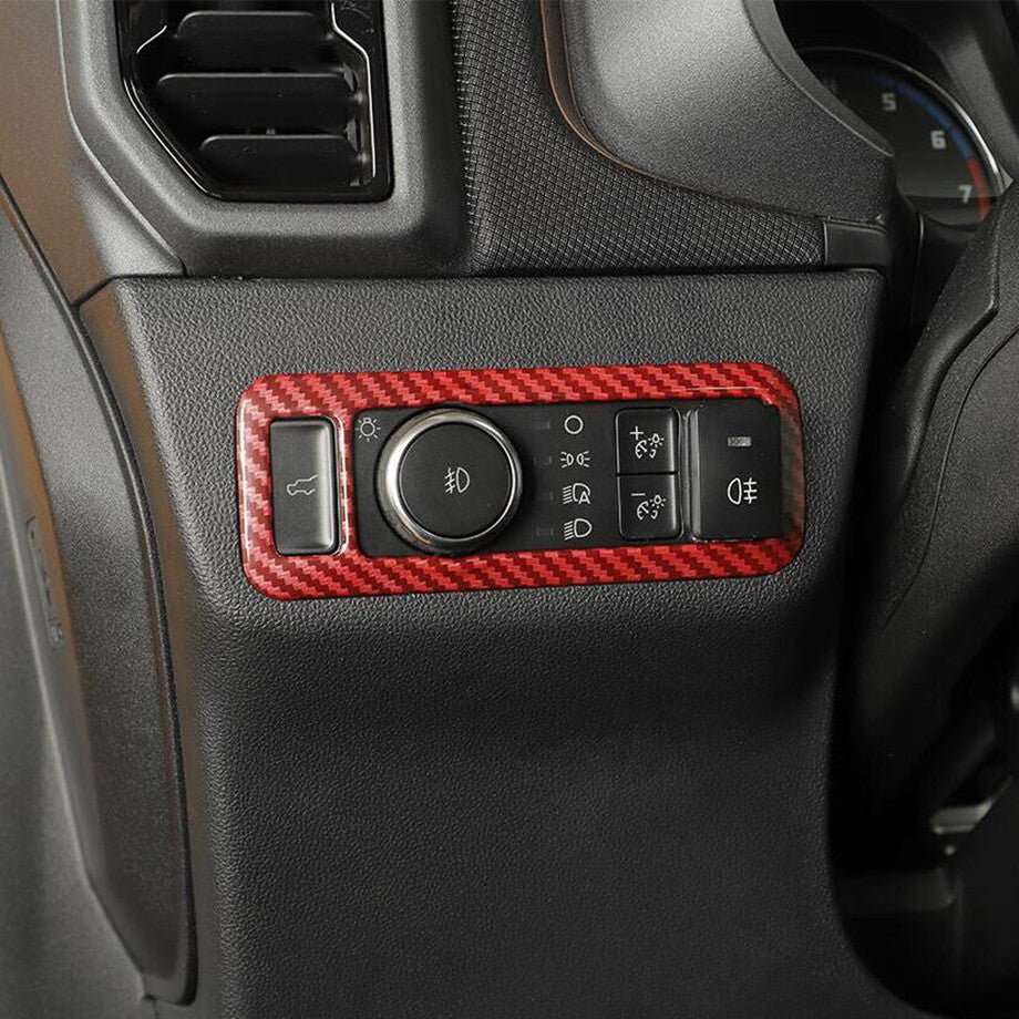 Red Carbon Headlight Switch Cover Trim Accessories For Bronco Sport 21-2024 v