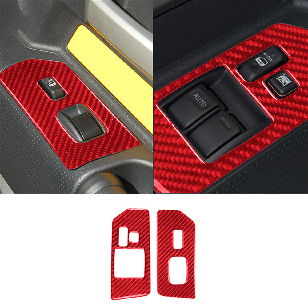 4X Red Carbon Fiber Window Lift Control Cover Trim For X5 E70 X6 E71 2008-13 v
