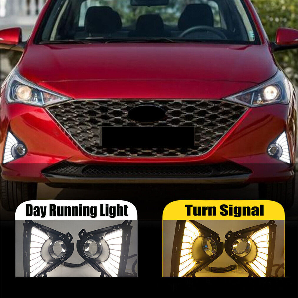 Fit for Hyundai Accent 2020-2021 LED DRL Daytime Running Fog Light Lamps 2PCS