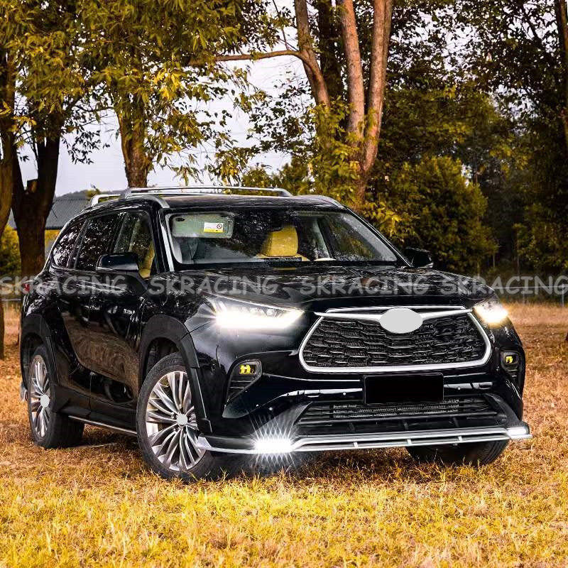 Front Bumper Lip Spoiler Grill protect w/ Llight Fits Highlander 22-23 n