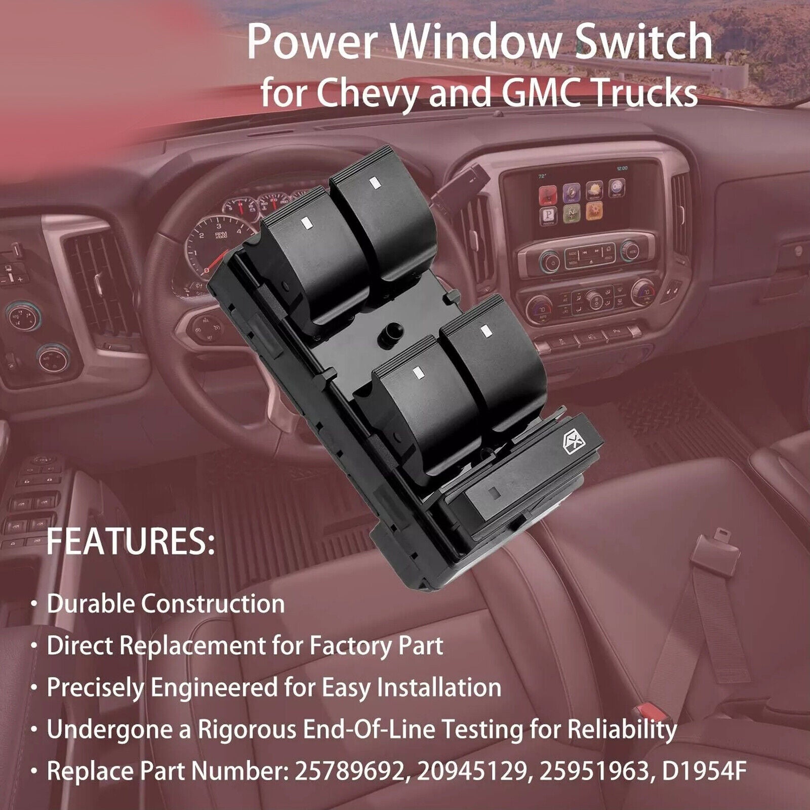 For 07-13 for Chevy Silverado for GMC Driver Side 3x Passenger Power Window Switch SetIk