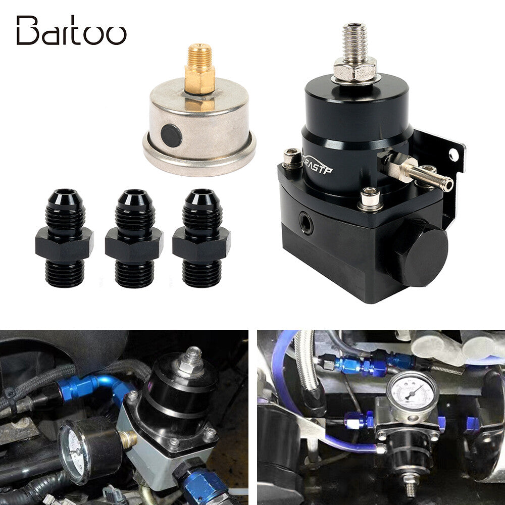 Adjustable AN6 EFI Fuel Pressure Regulator Kit w/ Oil Gauge 0-160 PSI Universal Q