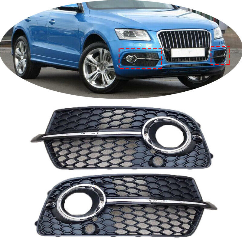 Pair Front BumperFog Driving Light Grille Bezel Cover for Audi Q5 S-Line 2013-17