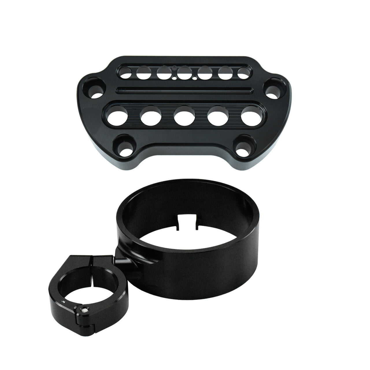 Front Indicator Handlebar Clamp Cover + Side Speedometer Bracket Fit for Harley