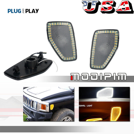 Switchback White and Amber LED Front Side Marker Lights for HUMMER H3 2006-10- v