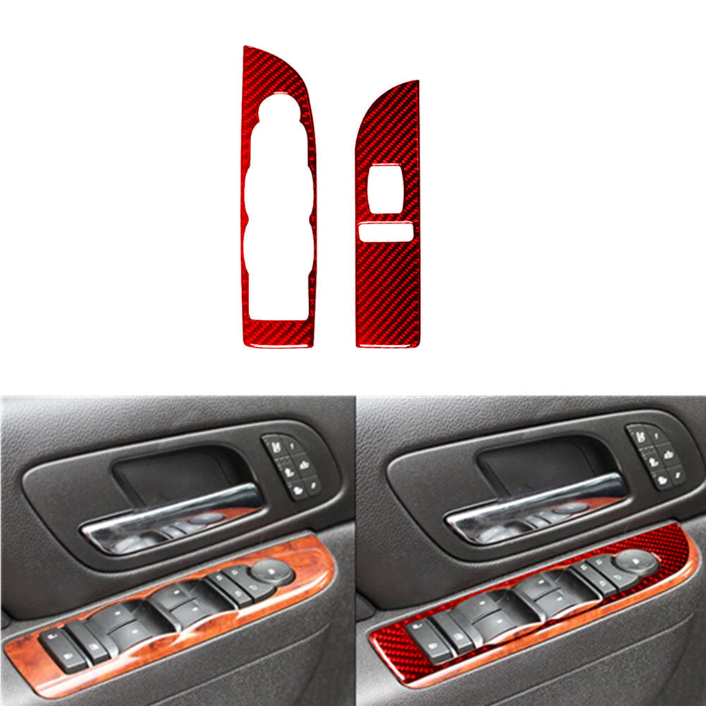 Red Carbon Fiber Front Door Handle Frame Cover Trim For Tacoma 2016-2021 v