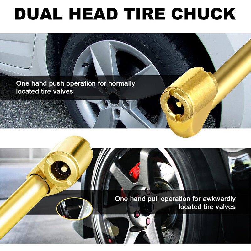 Dual Head Air Chuck Set Tire Air Fill Kit for Tire Inflator Gauge Air Compressor