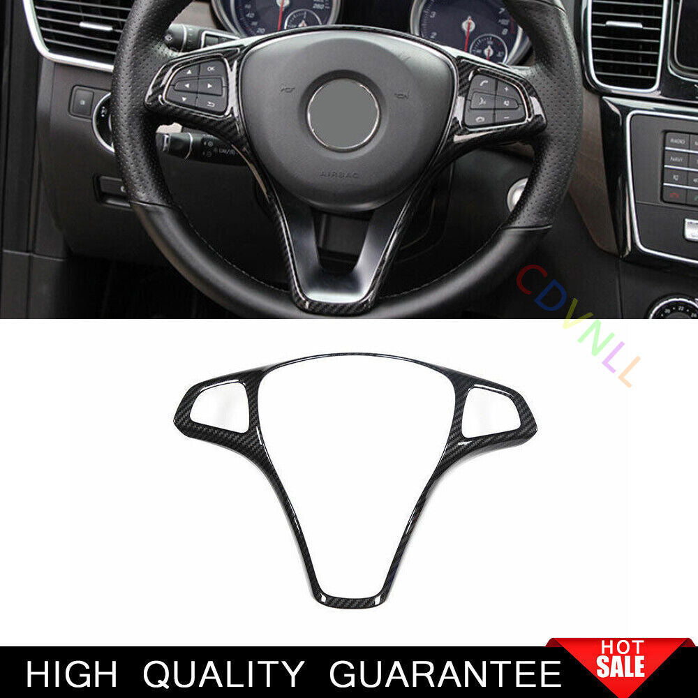 for Benz GLE GLS 2016-2019 Carbon Fiber Inner Steering Wheel Frame Cover Trim 1P