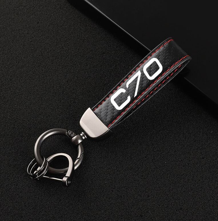 Suitable for C70 car keychains, key rings, key fobs, car accessories, black and red