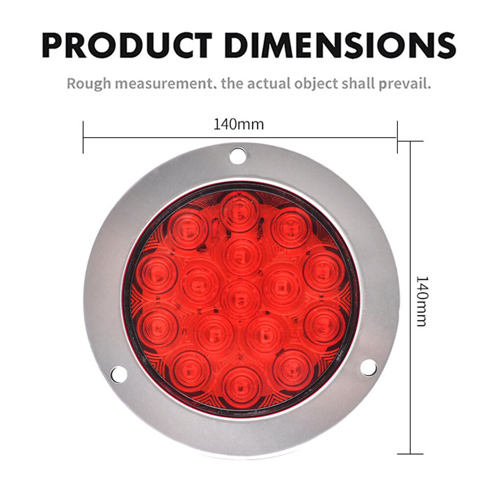 2-Pack 4-inch Round 16 LED Taillights with Reverse Backup Lights for Trucks and Trailers n