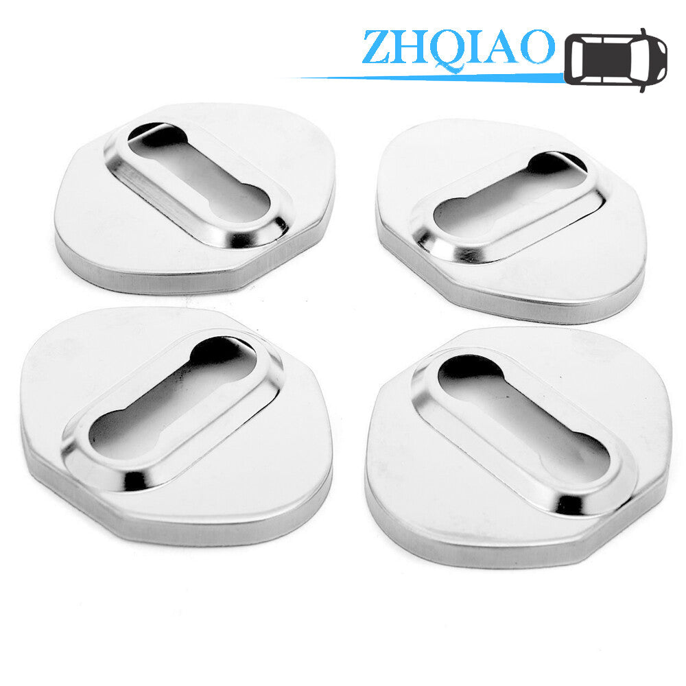 4PCS Car Stainless steel Door Lock Cover Buckle Cap Trim Fits for Honda - Silver