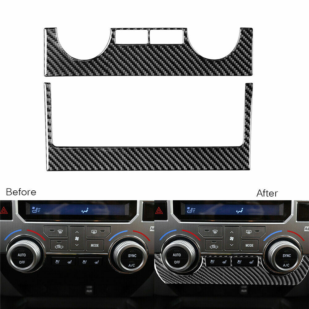2Pcs Carbon Fiber Interior AC Switch Panel Cover Fit for Toyota Tundra 2014-18
