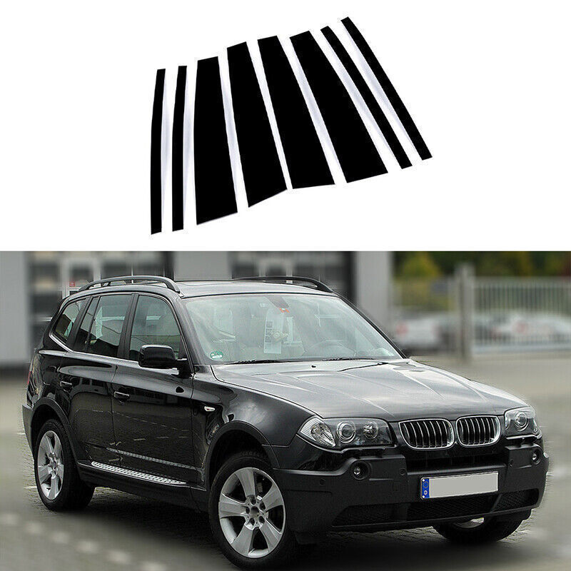 for BMW X3 2004-2010 Piano Black Pillar Posts Door Window Molding Strip Trims 8P