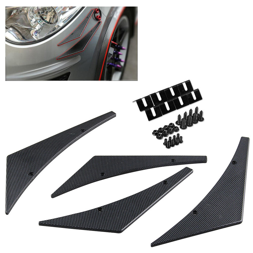 Carbon Fiber Pattern Car Bumper Fin Canard Splitter Diffuser Valence Spoiler Lip Q