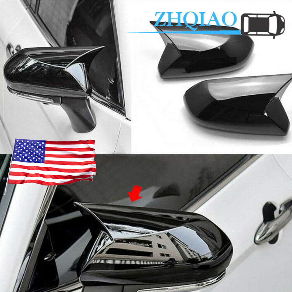 2PCS Gloss Black ox Horn Rear View Mirror Cover Trim Fit for Toyota for Camry 2018-2025