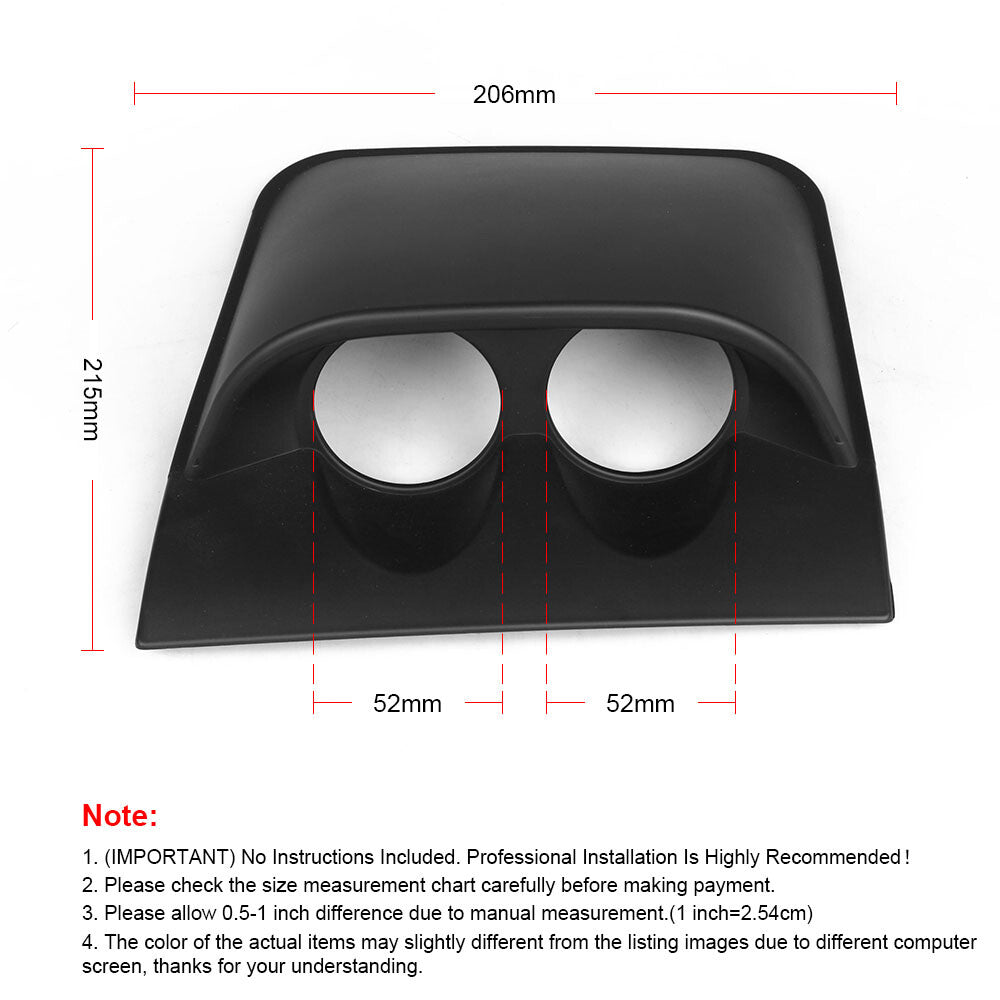 2 52MM Car Black Look ABS Plastic 2 Hole Gauge Meter Mount Pod Q