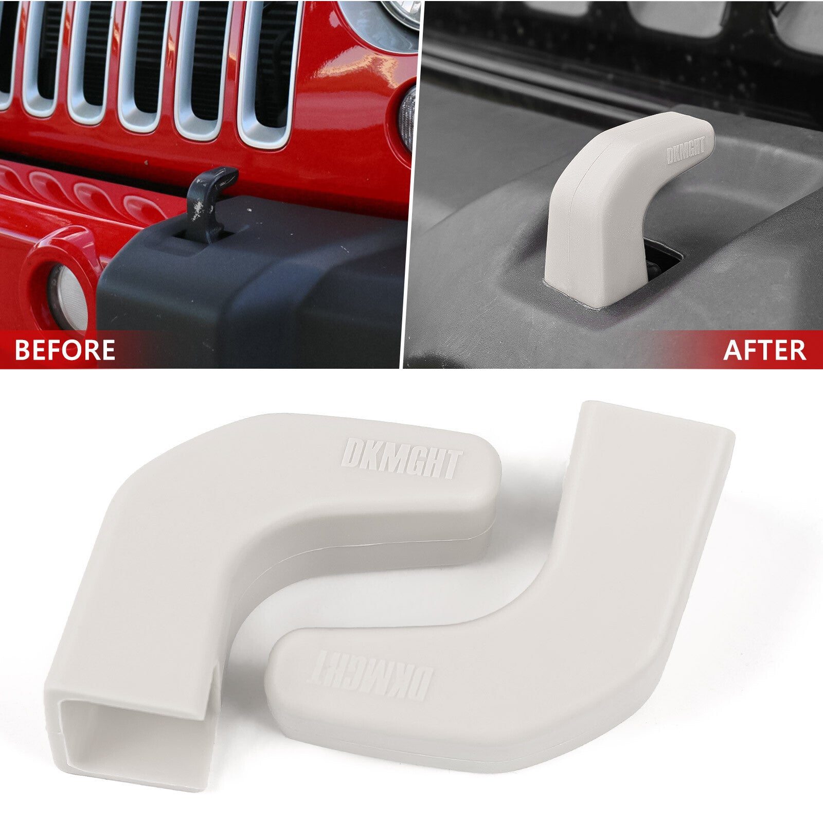 White bumper tow hook cover (upgrade) for 07-23 for Jeep for Wrangler JK/JL Gladiator models. Q