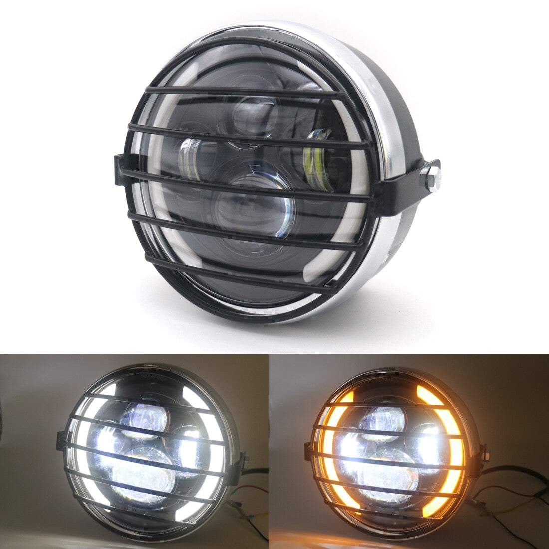 7LED Round Front Headlight Grill Side Mount Cover Mask for Honda CB400 CB500 Q