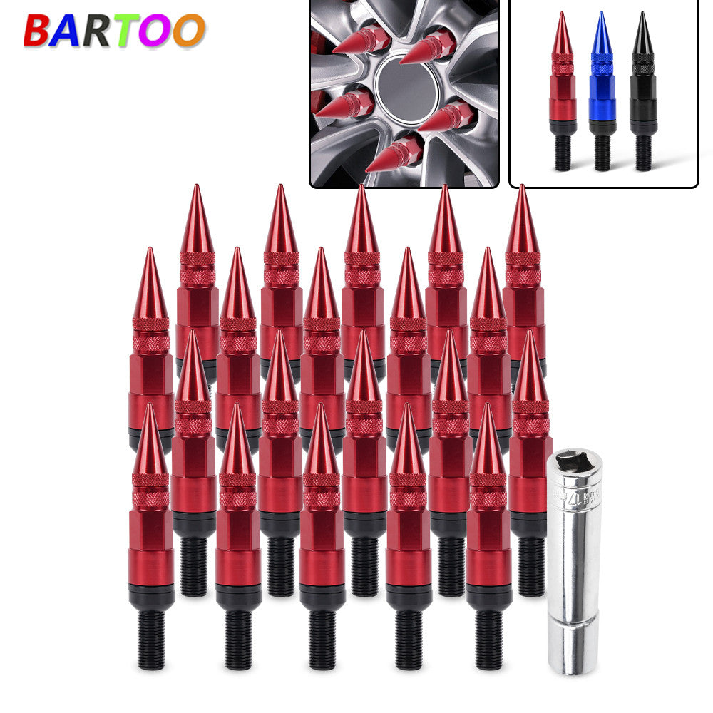 20PCS Racing Wheel Spike Lug Nuts 14x1.5 Lug Bolts Closed End Ball for Seat w/ Key Q