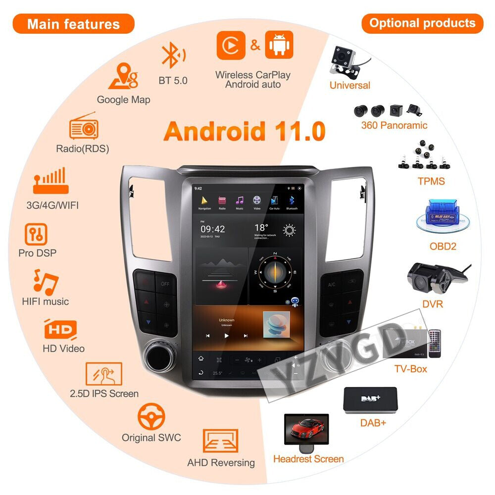 Car Radio 2Din GPS for Lexus RX300 RX330 RX350 RX400H 2004-2008 Stereo Receiver