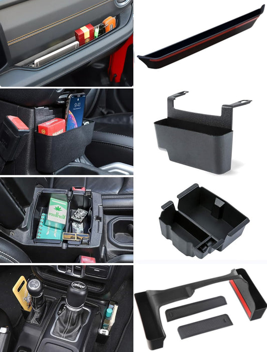 4Pack Interior Storage Organizer Kits for 2024 2025 for Jeep for Wrangler JL JLU 4XE JT
