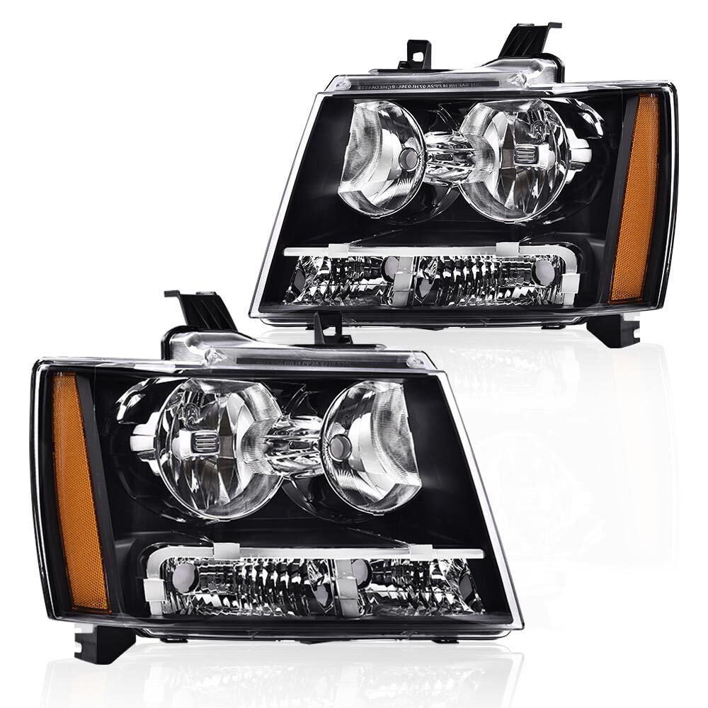 Piece amber corner black headlights are suitable for 07-14 Avalanche Tahoe Suburban- v