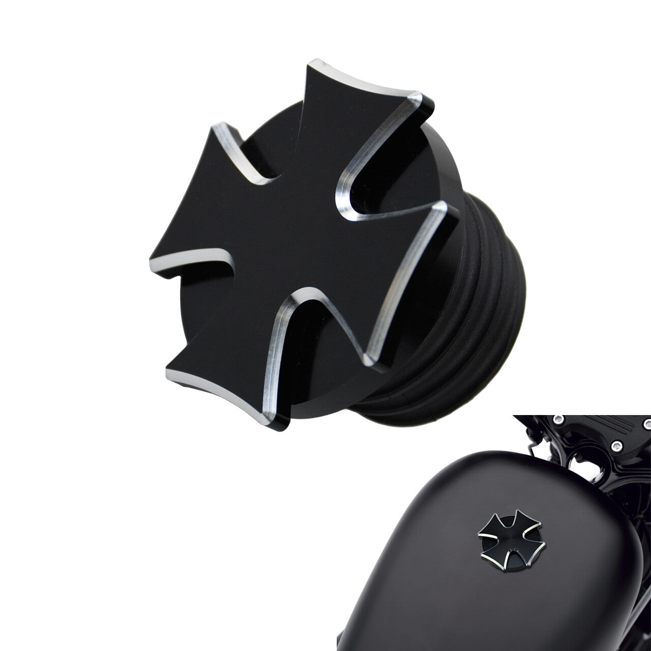 CNC Cross Vented Gas Cap Fuel Tank Right Thread Fit for Harley Road King Softail Q