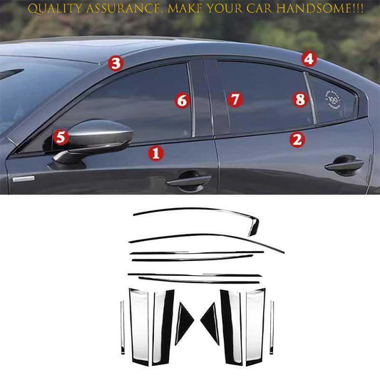 16X for Mazda 3 Axela 2019-23 Black Steel Side Windows Sill Moulding Strip Trims