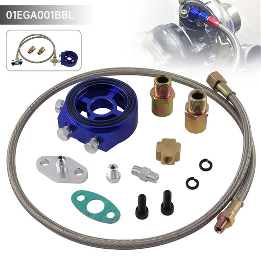 Oil Sandwich Adapter Plate+Feed Line T3 T4 for Toyota for Ford for Mitsubishi for Audi for Opel