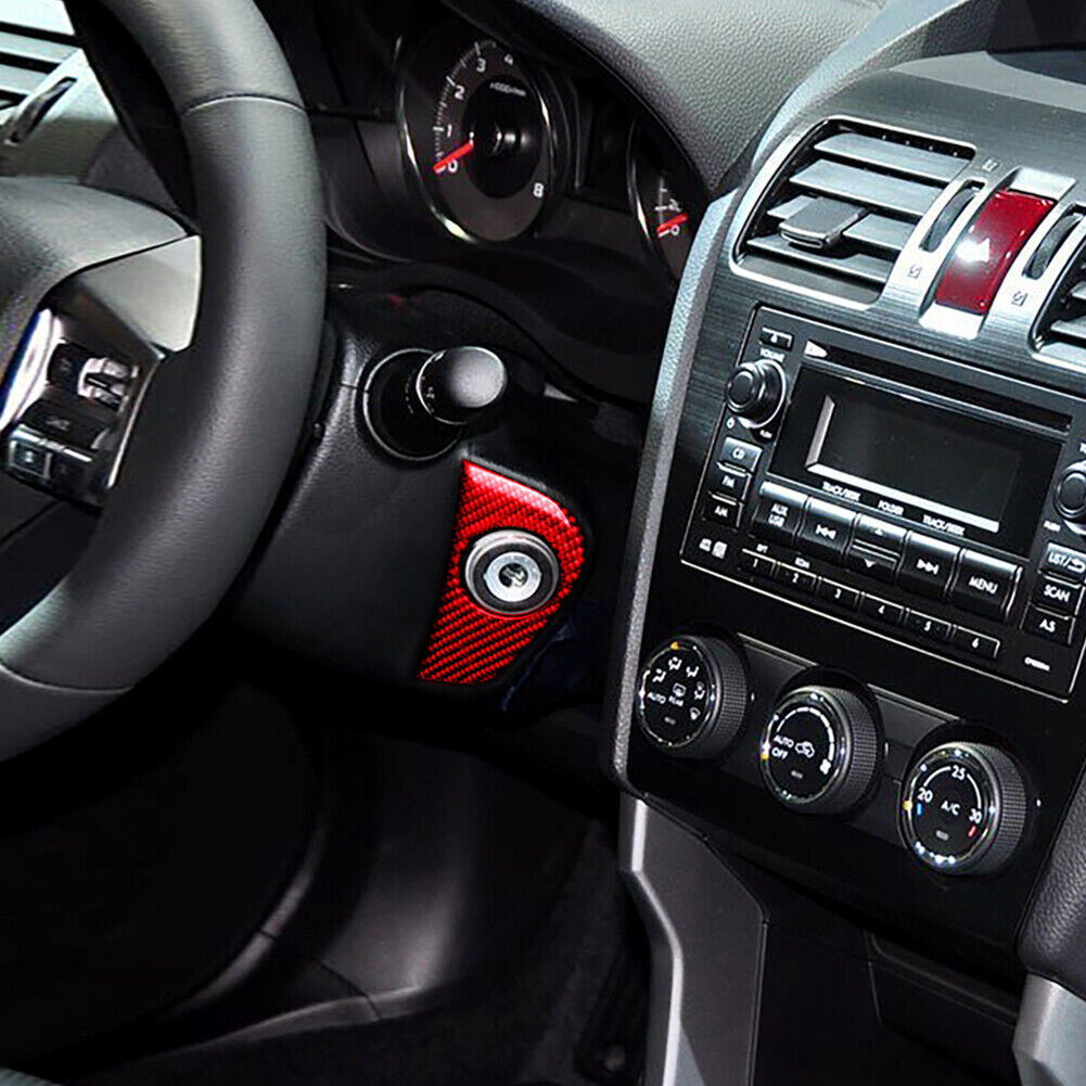 for Subaru Forester XV WRX STI 15-19 Red Carbon Fiber Motor Start Button Cover