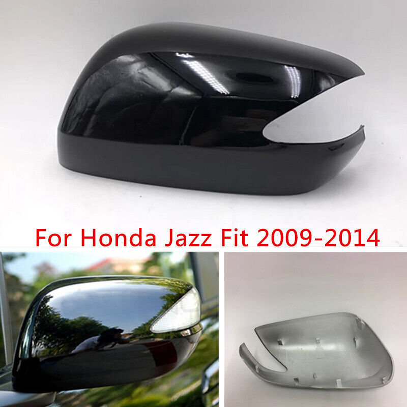Black Left Rearview Door Mirror Cover Shell Cap Fit for Honda Jazz Fit 2009-2014