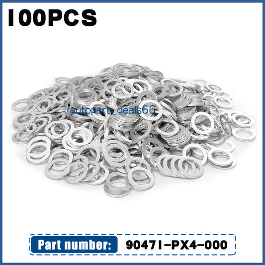 100PCS Transmission Drain Plug Gaskets Washers for Honda for Acura 90471-PX4-000 Q