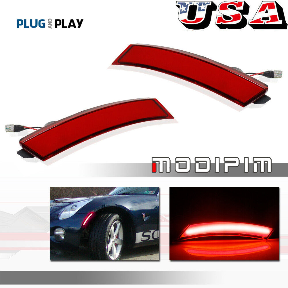 Red Lens Front Side Marker LED Lights for 2006 - 2010 for Pontiac Solstice etc - v