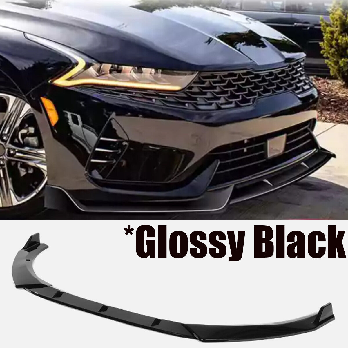 Gloss black front bumper lip separator chin boiler for Kia K5 GT GT-line 2020-24 Q