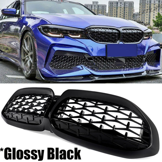 Diamond Front Kidney Grill Grille For G20 330i M340i 2019-2022 Gloss Black n