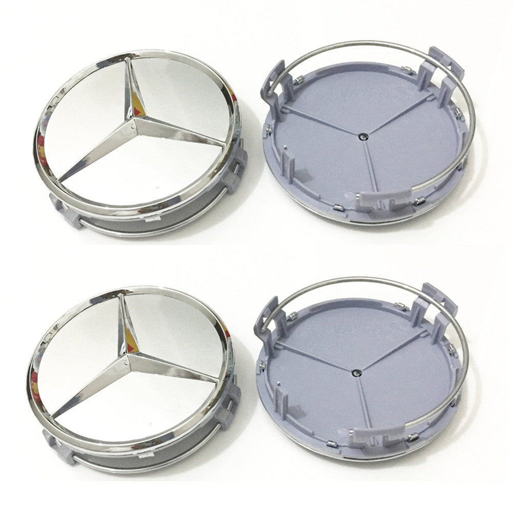 Wheel center hubcap badge 4-piece silver badge 75mm for CE63 AMG