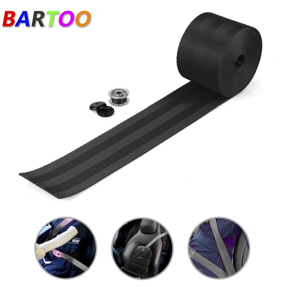 3.5m Retractable Nylon Safety Strap Car for Seat Belt Webbing Polyester Lap Black Q